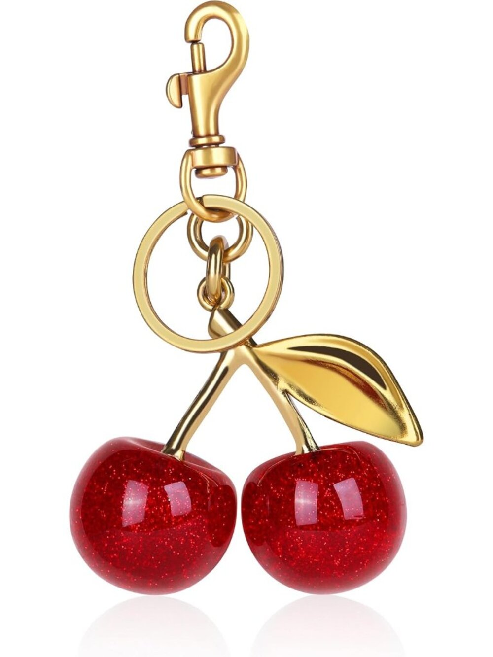 Women's red Sparkling Purse Charms gloss Sparkling Resin Cherry Bag Keychains